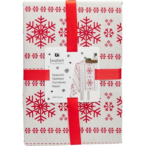 Vianočný obrus Red Snowflakes, 130 x 180 cm