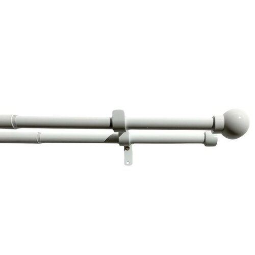 Dvojitá záclonová souprava roztaž. Koule 16/19 mm bílá, 120-230 cm, bez kroužků