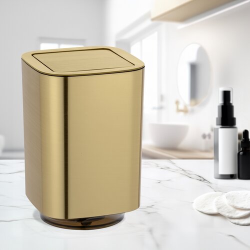 Wenko Odpadkový koš s výkyvným víkem Auron 5,5 l, zlatá