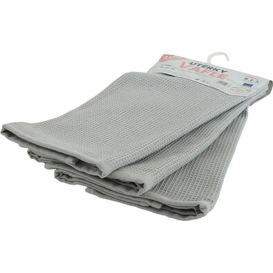 B.E.S. Petrovice Kuchynská utierka vafle sivá, 40 x 60 cm, sada 3 ks