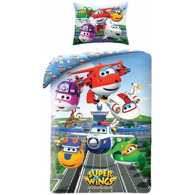 Dziecięca pościel bawełniana Super Wings 5511, 140 x 200 cm, 70 x 90 cm