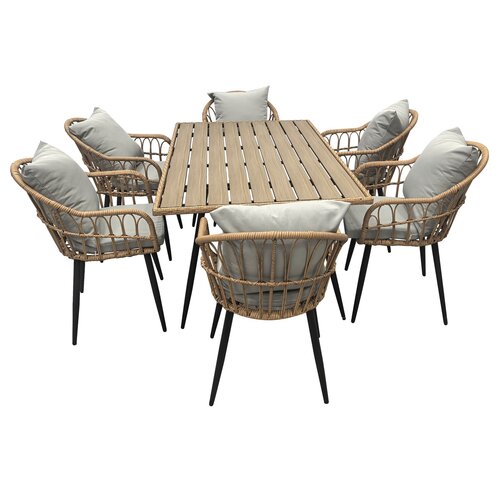 Autronic Stół ogrodowy, metal, polywood, brązowy, A Z-F1407 NAT