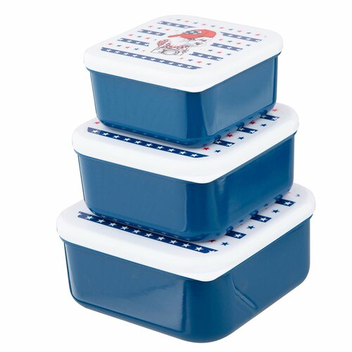 Altom Set of Easy Morning snack boxes, blue, 3 pcs