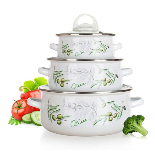 Banquet Set de 6 piese de vase smălțuite Olives
