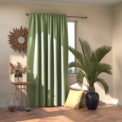 Restilo Záves Blackout Oxford Pleat pistáciová, 140 x 245 cm