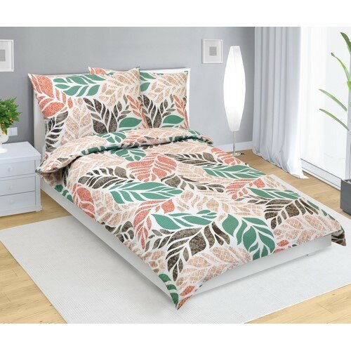 Bellatex Bombažno posteljnino Variacija jesenskazelena, 140 x 200 cm, 70 x 90 cm
