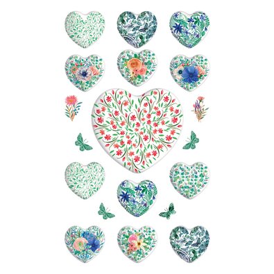 3D наклейки Hearts, 8 x 14 см