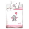 Elefánt gyermek pamut ágynemű kiságyba rózsaszín, 100 x 135 cm, 40 x 60 cm