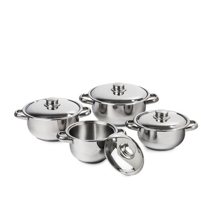 Set oale inox cu capac inox 4Home Destiny, 8 piese