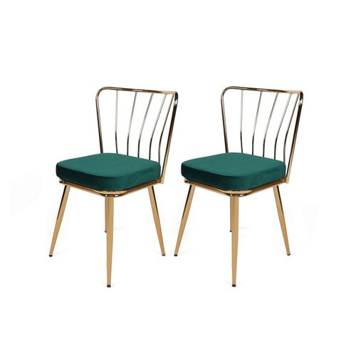 Zestaw krzeseł do jadalni Yildiz Green and Gold, 2 szt.