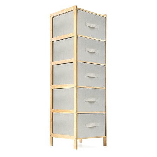 Raftier din bambus cu coșuri G21, 5 etajere, bej