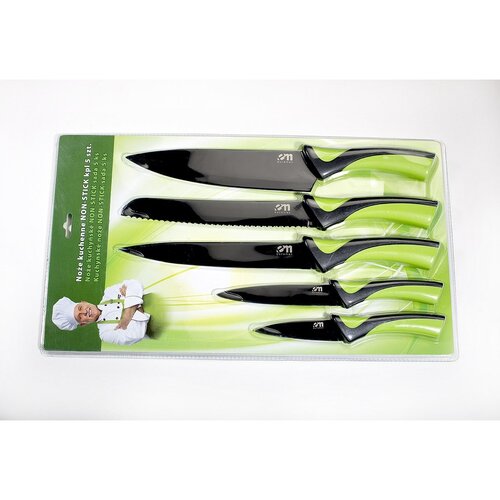 Kuchyňské nože NON-STICK zelená sada 5 ks