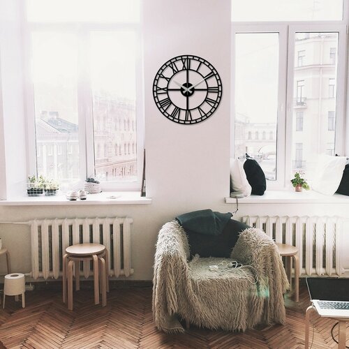 Nástěnné hodiny Enzoclock - S002 Black, 48 x 48 cm