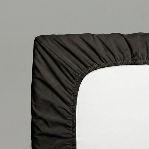 Kvalitex Cearșaf din satin cu elastic negru, 100 x200 cm