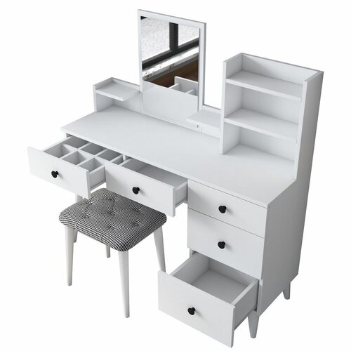 Kozmetický stolík Bela White so stoličkou