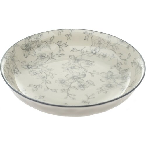 Zestaw 6 głębokich talerzy Delikatne kwiaty 20 cm, szary