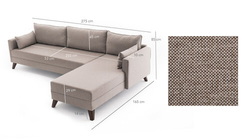 Sofa narożna Bella Narożnik prawy 1 Kremowy