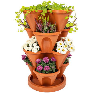 4Home Blumentopfkaskade 4-teilig, Terrakotta