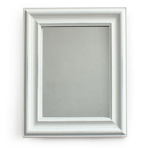 Zrcadlo v dřevěném rámu Caruso, bílá