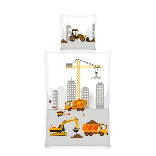 Herding Dětské bavlněné povlečení Stavba, 135 x 200 cm, 80 x 80 cm