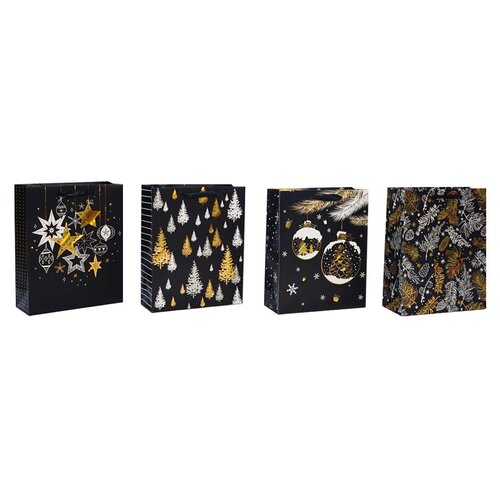 Levně Sada vánočních dárkových tašek 4 ks, černá, 26 x 32 x 10 cm