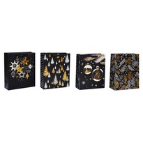 Sada vánočních dárkových tašek 4 ks, černá, 26 x 32 x 10 cm