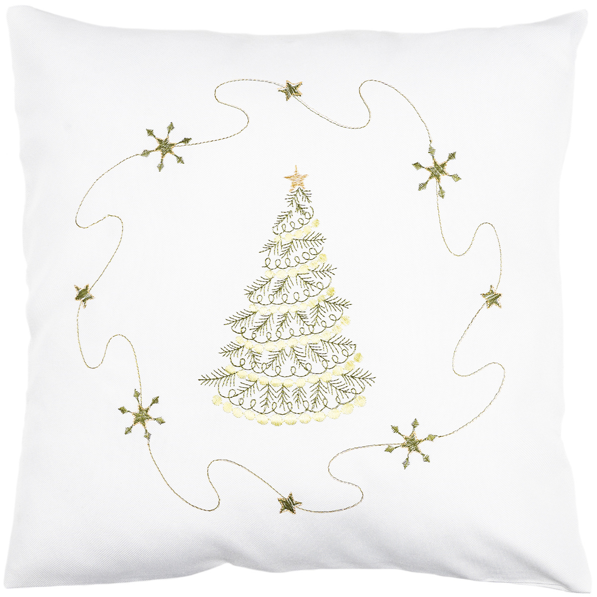 Forbyt Vianočná obliečka na vankúšik Stromček bielo-zelená, 40 x 40 cm