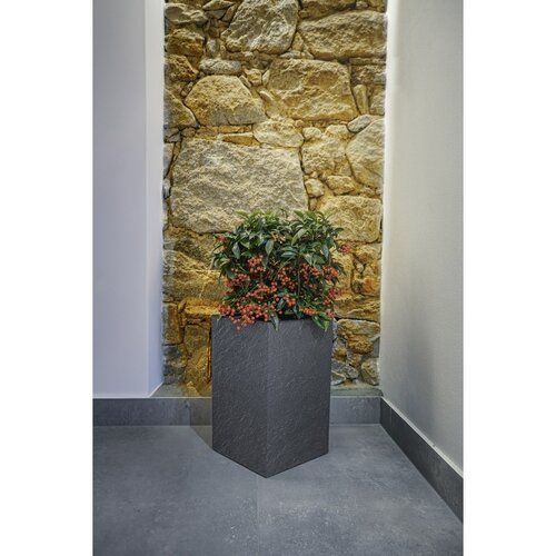 Ghiveci cu auto-udare Flower Lover Cubico Stone gri, 27 x 42 cm