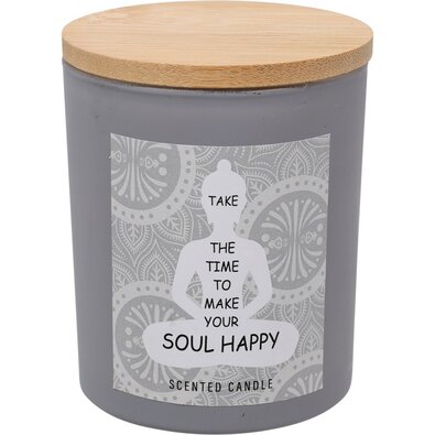 Ароматична свічка Soul Happy, аромат жимолості, 7 х 8,5 см, 300 г, сірий