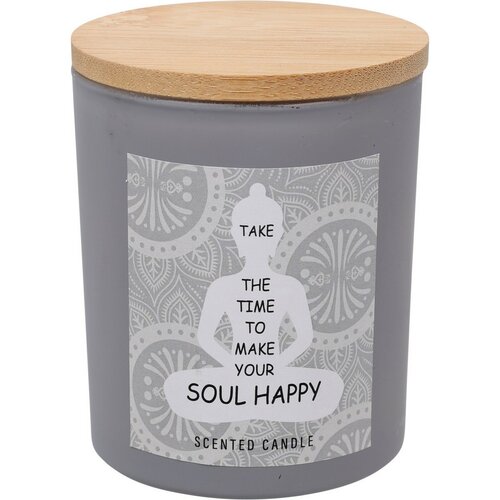 Dišeča sveča Soul Happy, vonj zimoleza, 7 x 8,5cm, 300 g, barva siva