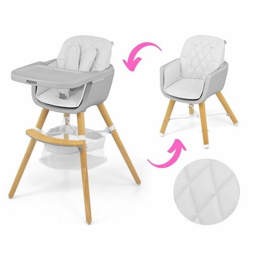 Milly Mally Jídelní židlička 2v1 Espoo bílá, 83,5 x 52 x 52 cm