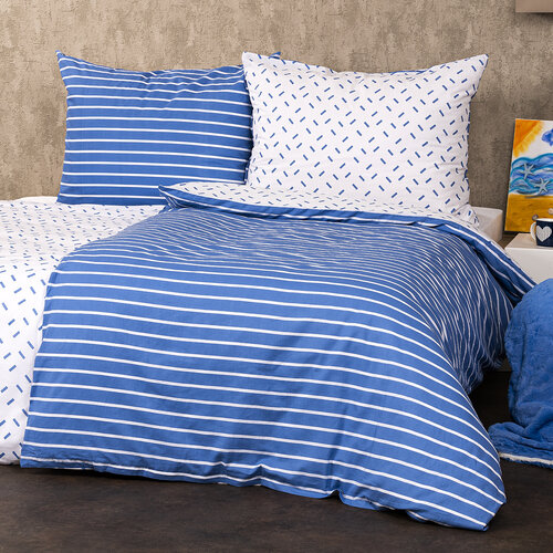 4Home Бавовняна постільна білизна Смуги синій, 160 x 200 см, 70 x 80 см