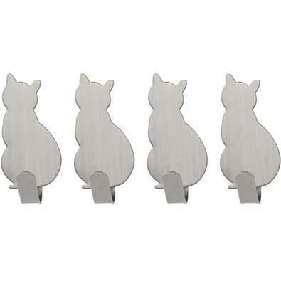 Wenko Set of 4 stainless steel self-adhesive hooksCat