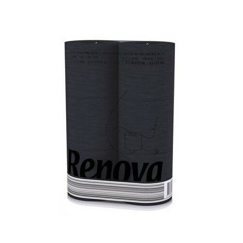 Renova 3-lagiges Toilettenpapier, 6 Stück, Schwarz