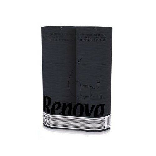Renova 3-vrstvový toaletný papier, 6 ks, čierna