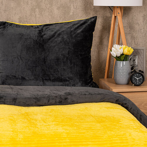 4Home Posteljnina iz mikroflanela Stripe rumena, 140 x 200 cm, 70 x 90 cm
