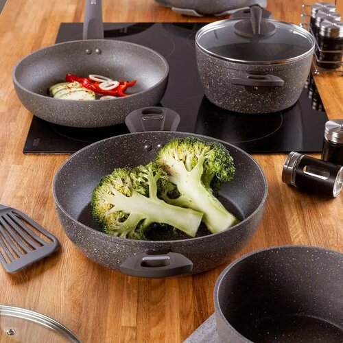 Florina Garnek niski z pokrywką Lava Stone MG, 28 cm, 3,8 l, szary