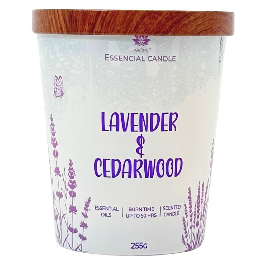 Świeca Arome w szkle z metalową pokrywką 255 g Lavender & Cedarwood