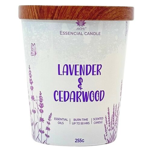 Arome Lavender & Cedarwood gyertya üvegben, fém fedéllel 255 g