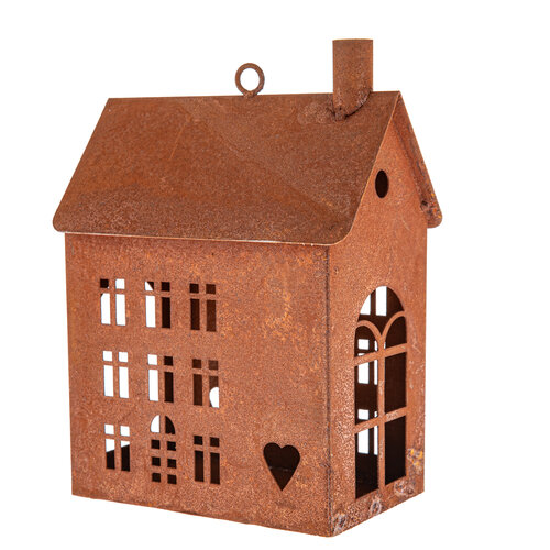 Kovový svietnik Rustic House, 15 x 9,5 x 23 cm
