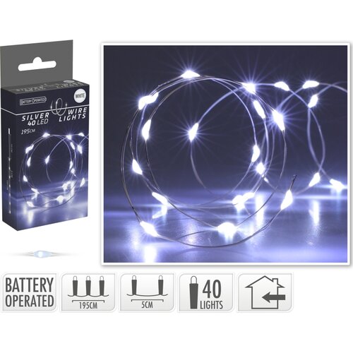 Lichterkette „Silver Lights“ mit 40 LEDs, kaltweiß, 195 cm