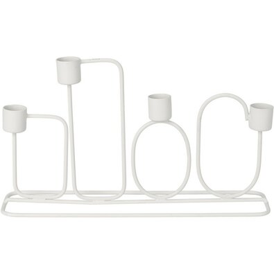 Kovový svícen na 4 svíčky Tosca bílá, 27 x 15,7 x7 cm