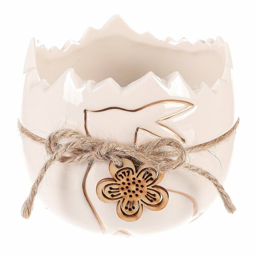 Húsvéti kerámia virágtartó nyúl, tojáshéj, 9 x 9 x 9 cm, fehér