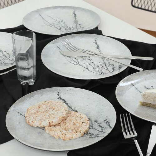 Set mit 6 Keramik-Desserttellern Stone Bloom, 20 cm