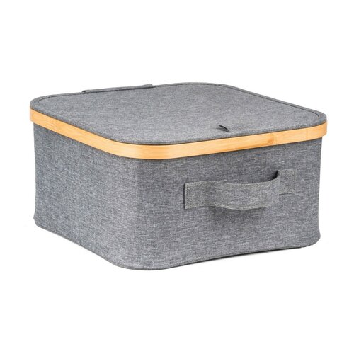 Скринька для зберігання G21 30 x 30 x 15 см,бамбукова з кришкою, сіра