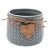 Keramický obal na kvetináč Heart, sivá, 11 x 8,8 x8 cm