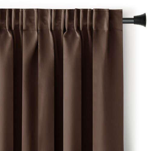 AmeliaHome Blackout Oxford Pleat függöny, sötétbarna, 140 x 245 cm