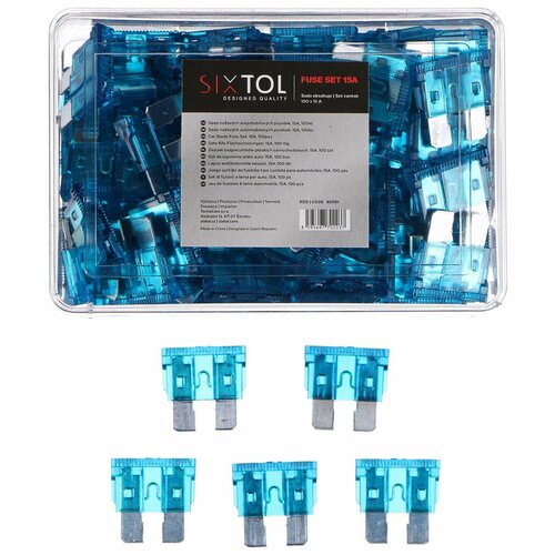 Sixtol Komplet nožnih avtomobilskih varovalkMECHANIC FUSE SET 15A, 100 kos