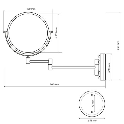 SAPHO XP012 Kosmetischer Vergrößerungsspiegel, beidseitig, Bronze