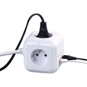 Solight PP145USB Predlžovací prívod Kocka so 4 zásuvkami a USB, biela